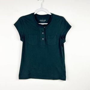 Everlane Black Pocket Button Up Tee T-Shirt 100% Cotton Size Small